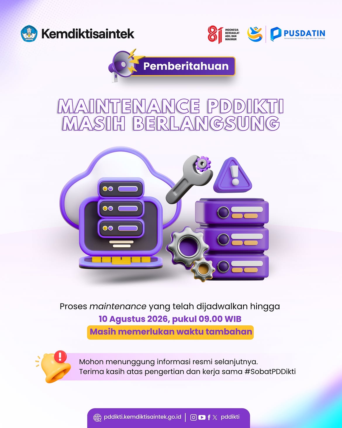 Pengumuman Masa Pemeliharaan PDDIKTI